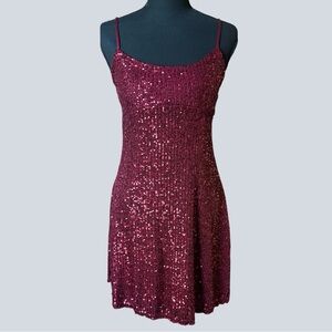 Altar’d State Red Sequin Mini Dress NWT Medium Spaghetti Strap Party